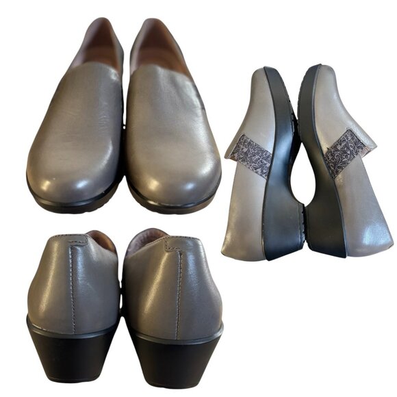 DANSKO GRAY LEATHER CHUNKY COMFORT JESSICA LOAFERS SHOES SZ. 9/39 NEW - Picture 3 of 4